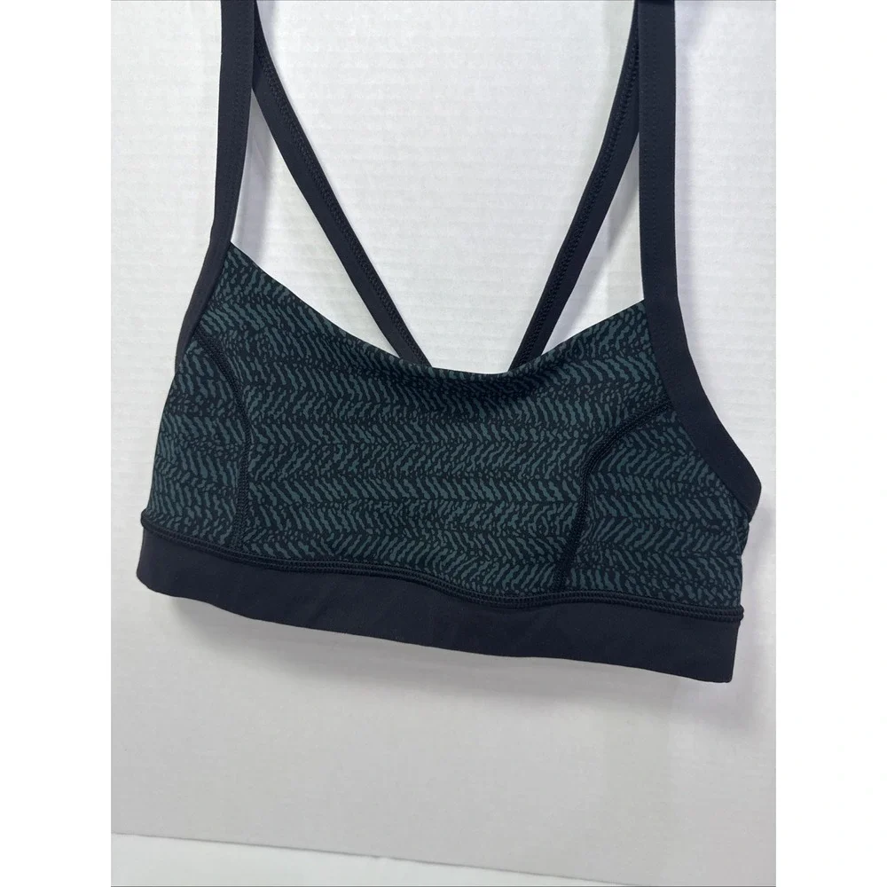 Lululemon Strappy Back Sports Bra Teal Green Athletic Workout Top Size 4